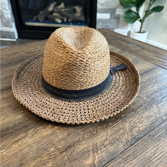 Nordstrom Brown Straw Hat with Cream Band - Picture 4 of 6